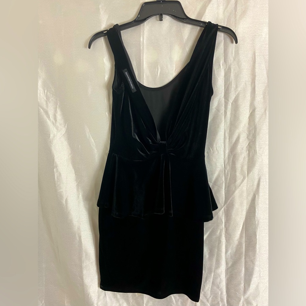 Foreign Exchange Black Velvet Peplum Dresss